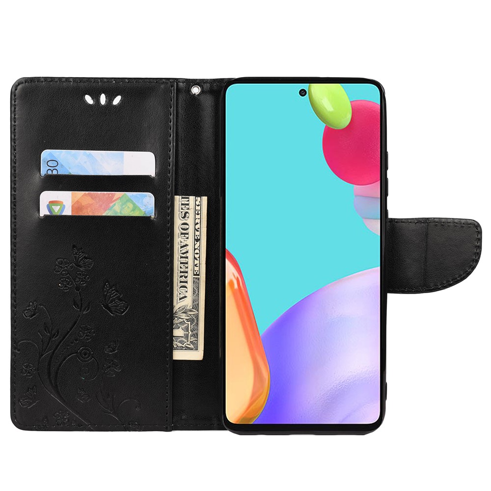 Imprinting Butterfly Flower Pattern PU Leather + TPU Protective Phone Case Shell with Stand Wallet for Samsung Galaxy A33 - Black-6