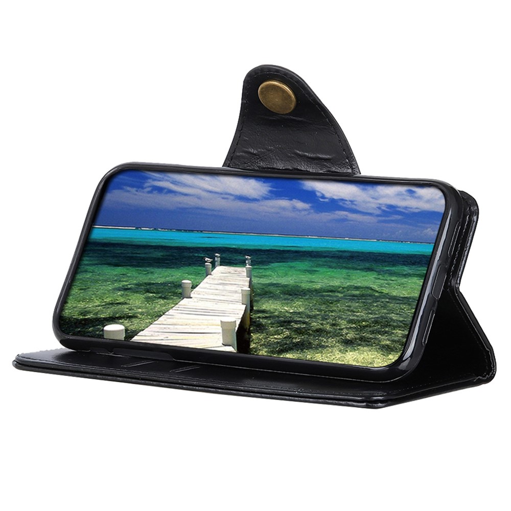 KHAZHEN Retro PU Leather Wallet Case Stand Design Phone Protective Shell Anti-Scratch for Samsung Galaxy A03s (164.2 x 75.9 x 9.1mm) - Black-4