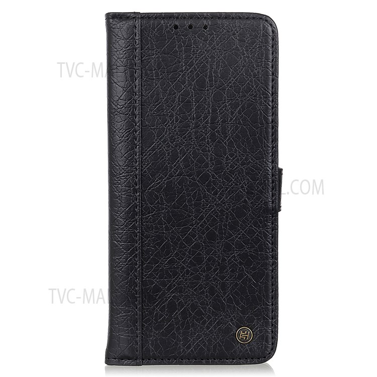 Textured Split Leather + TPU Shell Wallet Stand Anti-Drop Phone Protector for Samsung Galaxy A03s (164.2 x 75.9 x 9.1mm) - Black-2