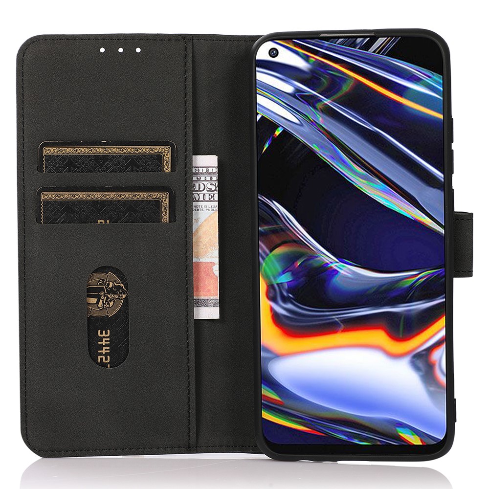 KHAZNEH Well-protected Anti-fall PU Leather + TPU Phone Case Wallet Cover with Stand for Samsung Galaxy A03 Core - Black-5
