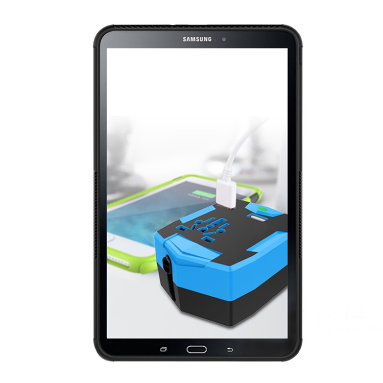 Cool Tire Kickstand PC TPU Гибридный Корпус Для Samsung Galaxy Tab A 10.1 (2016) T580 T585 - Черный