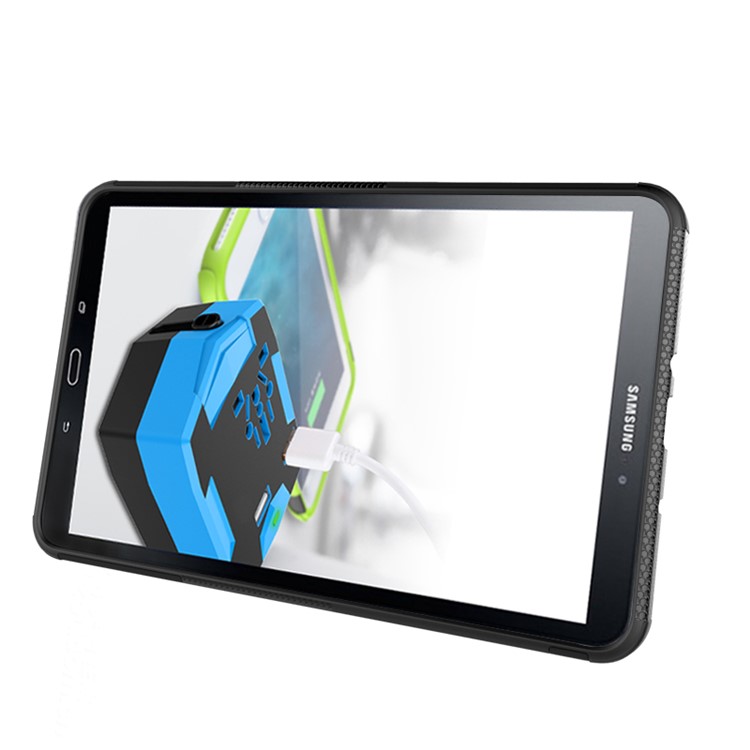 Cool Tire Kickstand PC TPU Hybrid Case para Samsung Galaxy Tab A 10.1 (2016) T580 T585 - Preto-5