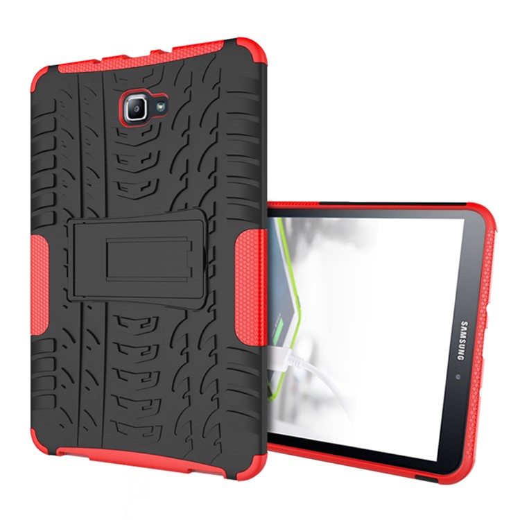 Cool Tyre Kickstand PC TPU Combo Case for Samsung Galaxy Tab A 10.1 (2016) T580 T585 - Red-2