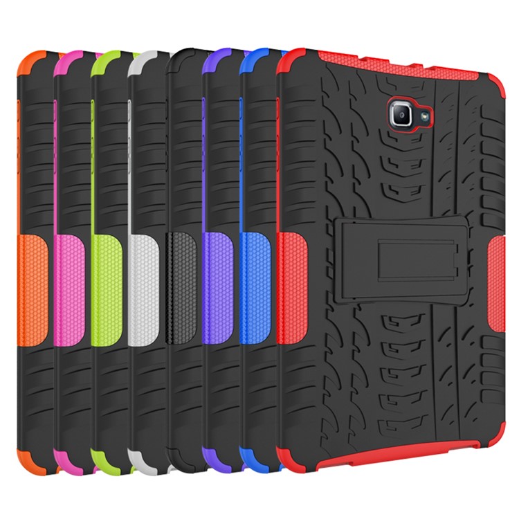 Cool Tire Kickstand PC TPU Combo -hülle Für Samsung Galaxy Tab A 10.1 (2016) T580 T585 - Rot-4