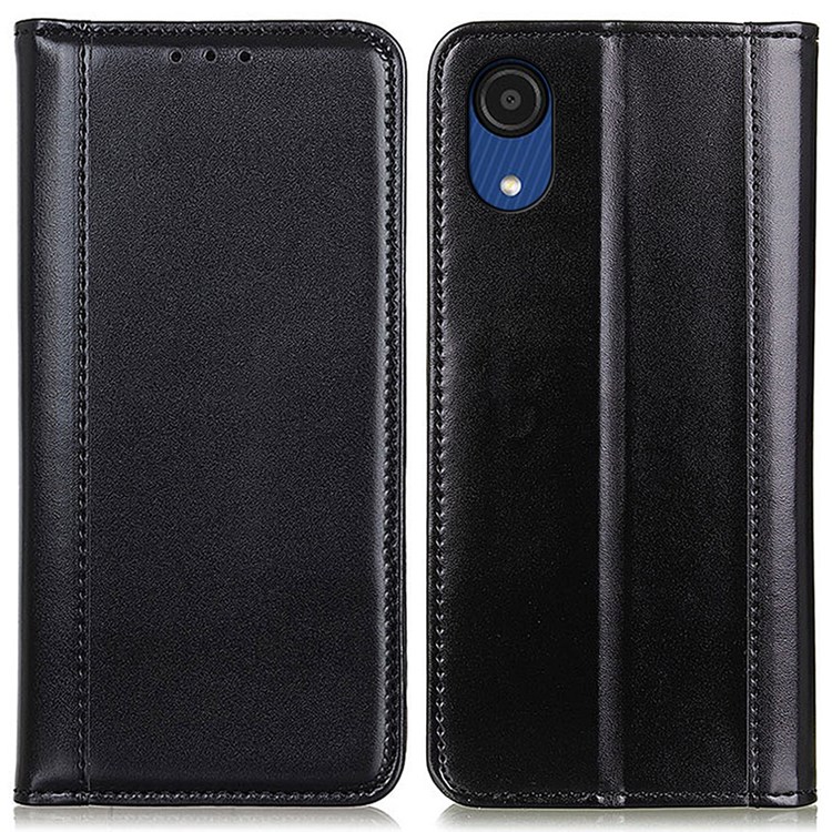 Stand Function Split Leather Wallet Case Auto Magnetic Closed Protective Cover for Samsung Galaxy A03 Core - Black-1