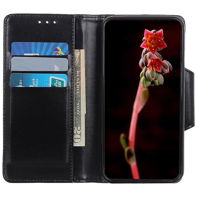 PU Leather Flip Protective Case Wallet Stand Shockproof TPU Inner Phone Cover for Samsung Galaxy A03 Core - Black-5
