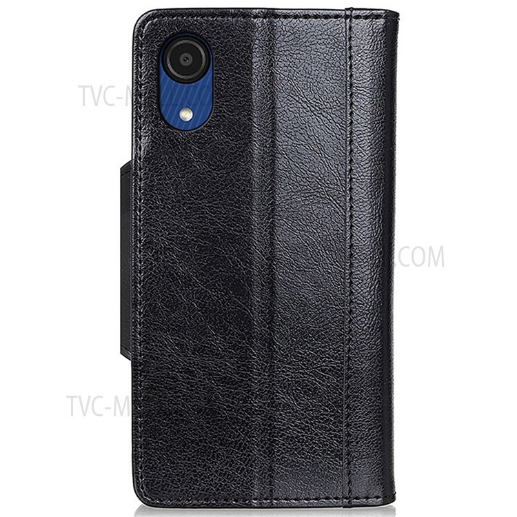 PU Leather Flip Wallet Case Stand Shockproof TPU Inner Shell Phone Cover for Samsung Galaxy A03 Core - Black-3