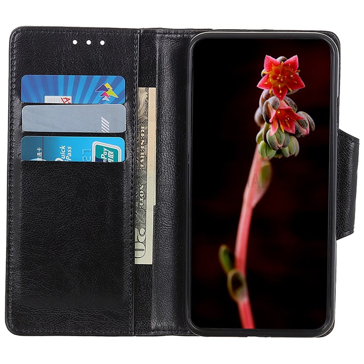 PU Leather Flip Wallet Case Stand Shockproof TPU Inner Shell Phone Cover for Samsung Galaxy A03 Core - Black-5