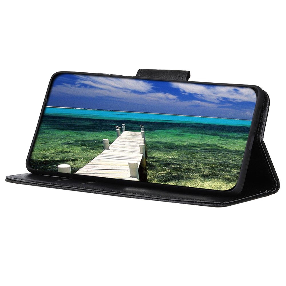 PU Leather Wallet Stand Case Crazy Horse Texture Magnetic Flip Phone Cover for Samsung Galaxy A03 Core - Black-4