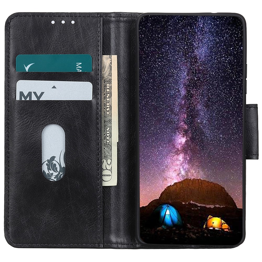 PU Leather Wallet Stand Case Crazy Horse Texture Magnetic Flip Phone Cover for Samsung Galaxy A03 Core - Black-5