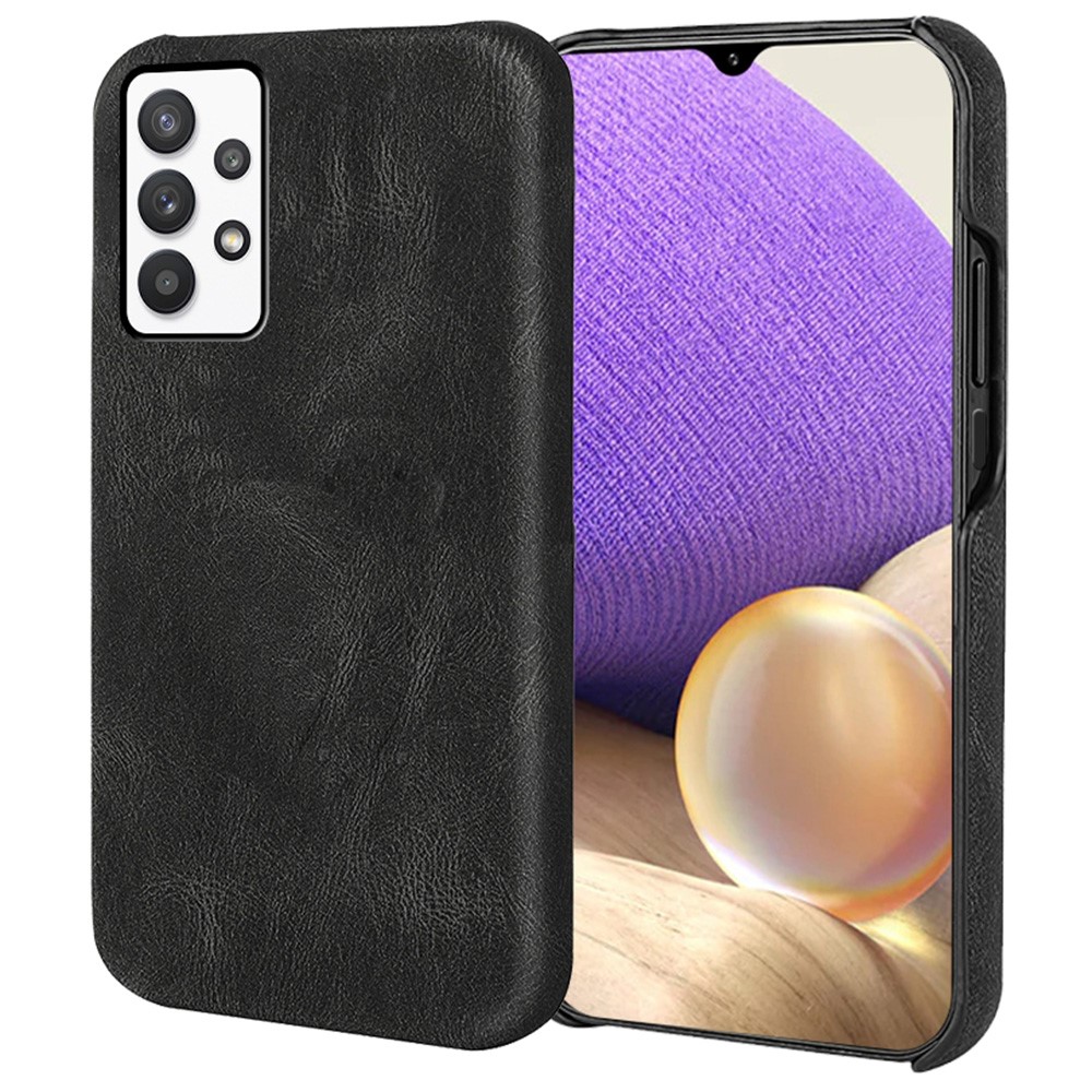 Scratch-resistant PU Leather Coated TPU Phone Cover Shell for Samsung Galaxy A32 5G/M32 5G - Black-1