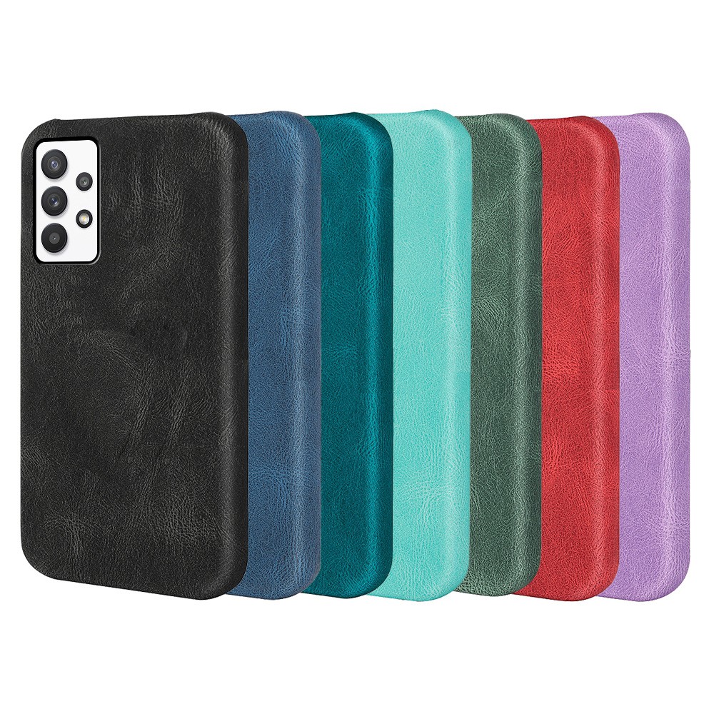 Scratch-resistant PU Leather Coated TPU Phone Cover Shell for Samsung Galaxy A32 5G/M32 5G - Black-5