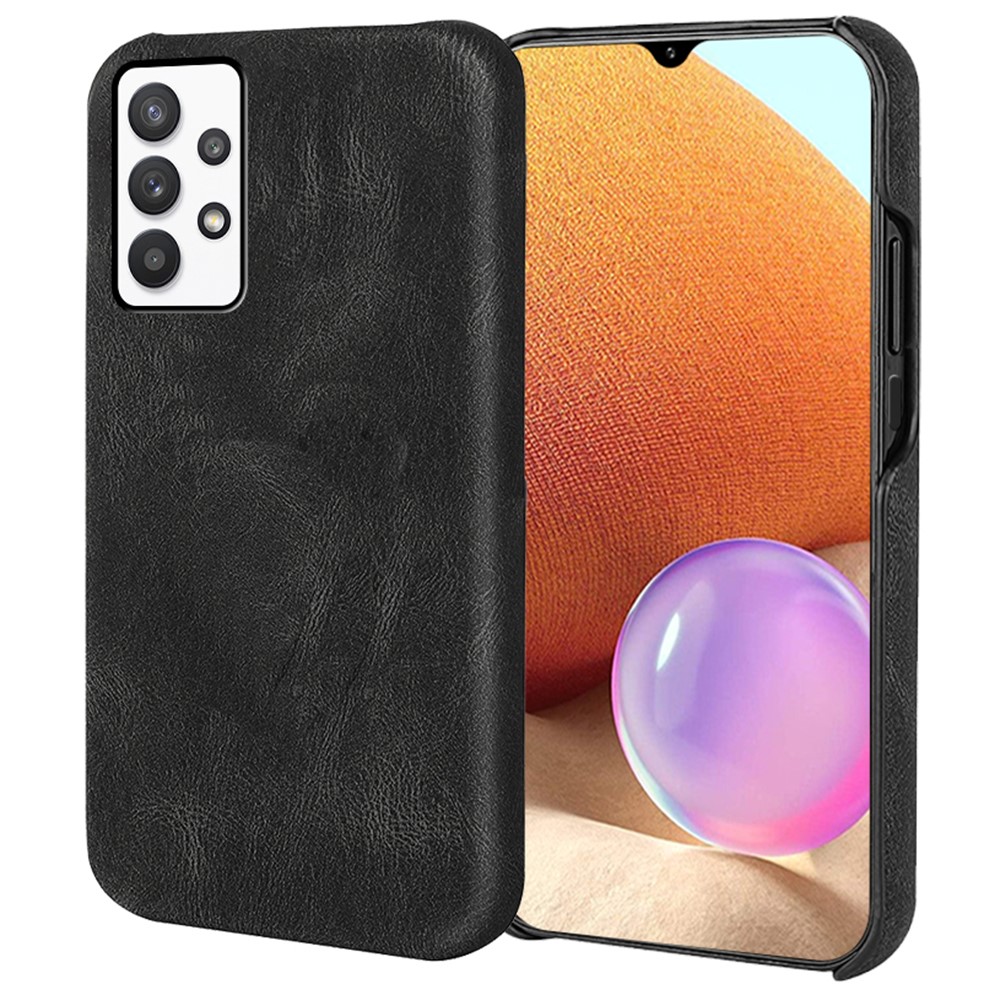 All-wrapped Back Anti-collision PU Leather Coated TPU Phone Cover Shell for Samsung Galaxy A32 4G (EU Version)/A32 Lite - Black-1