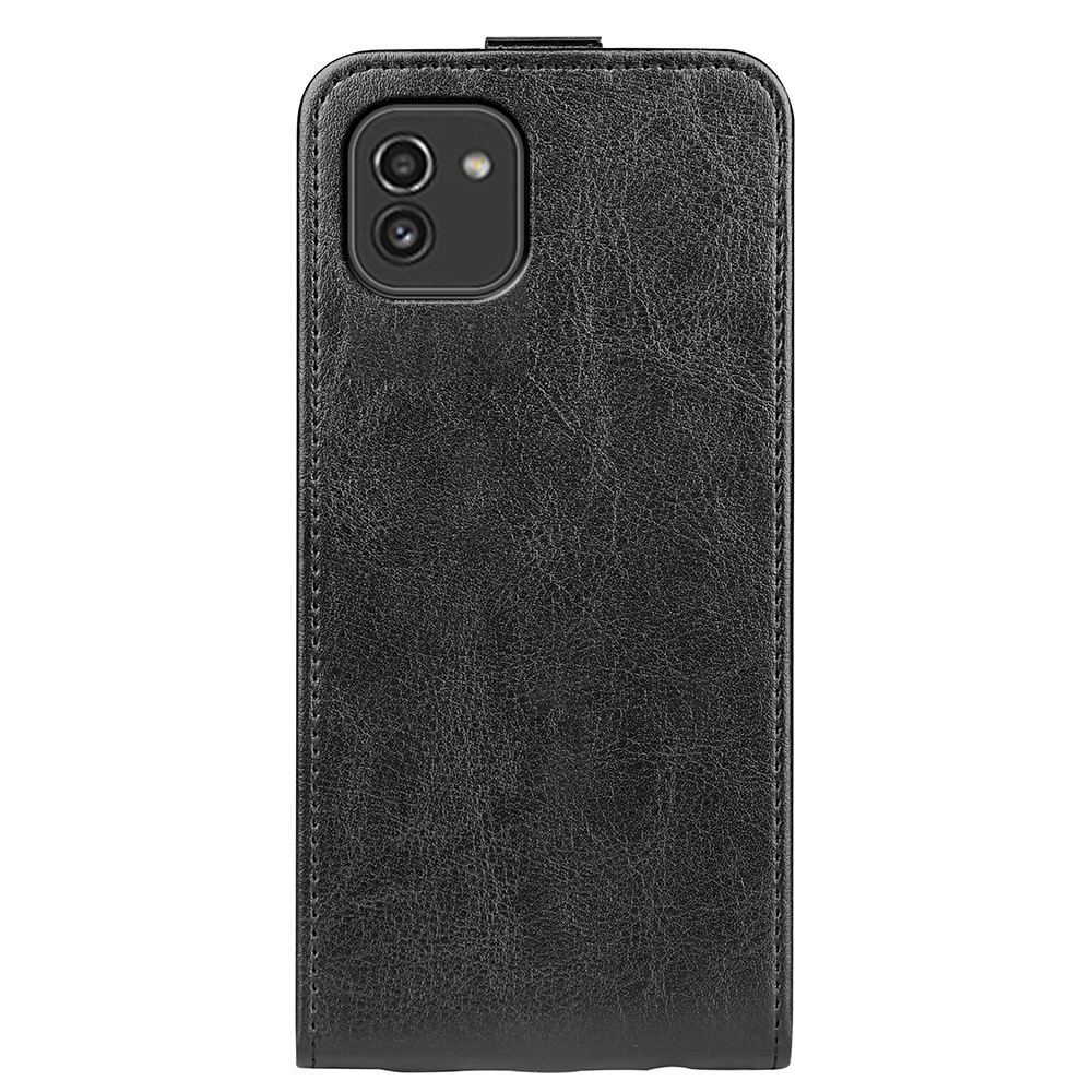 Crazy Horse Texture Card Slot Design PU Leather + TPU Vertical Flip Case Phone Cover for Samsung Galaxy A03 (Global Version) (164.2x75.9x9.1mm) - Black-3