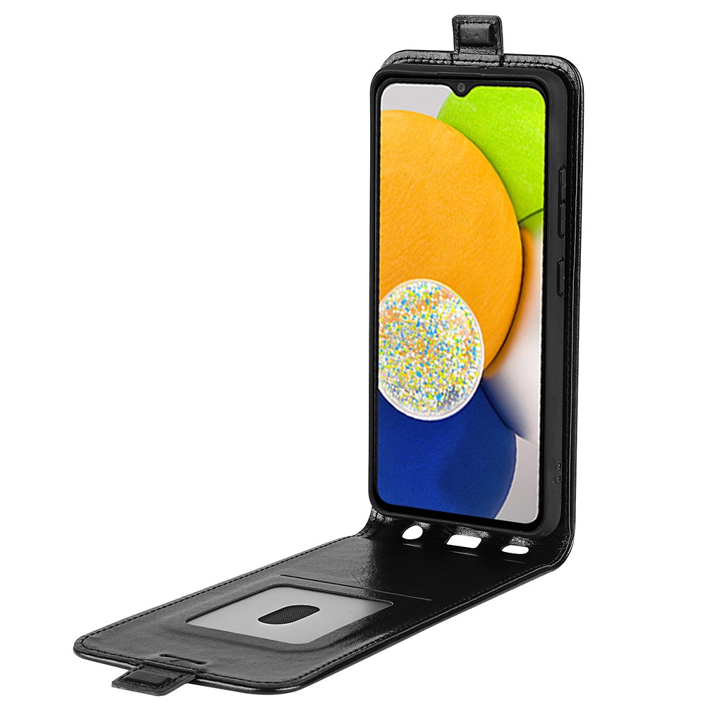 Crazy Horse Texture Card Slot Design PU Leather + TPU Vertical Flip Case Phone Cover for Samsung Galaxy A03 (Global Version) (164.2x75.9x9.1mm) - Black-4