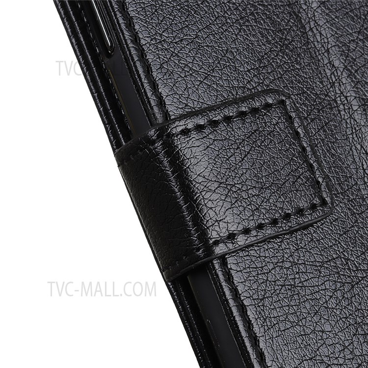 Nappa Texture Leather Case Stand Shell with Brass Button Decor Wallet Phone Cover for Samsung Galaxy A03 (EU Version) (166.5x75.98x9.14mm) - Black-8