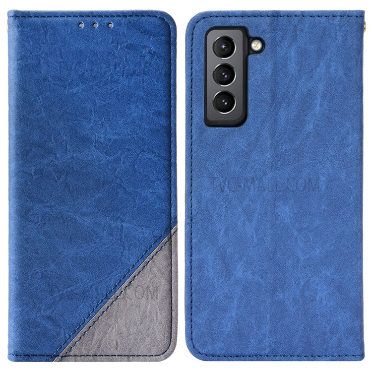 TPU + PU Leather Phone Case Auto-absorbed Magnetic Closure Shockproof Phone Protector for Samsung Galaxy S22 Plus - Blue-1