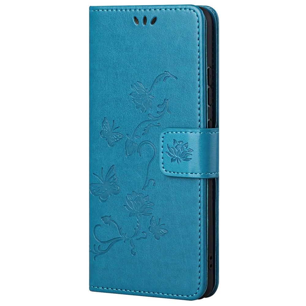 Imprinted Butterflies Flower Anti-fall PU Leather Wallet Function Phone Case Stand Shell for Samsung Galaxy A13 4G - Blue-2