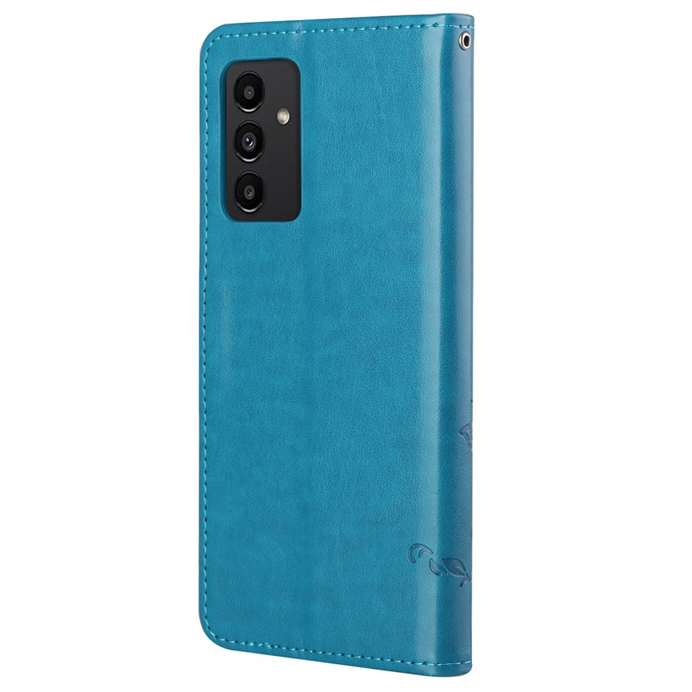 Imprinted Butterflies Flower Anti-fall PU Leather Wallet Function Phone Case Stand Shell for Samsung Galaxy A13 4G - Blue-3