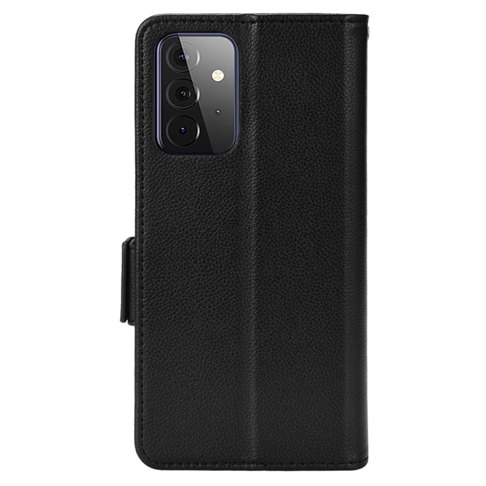 Shockproof Litchi Texture PU Leather Cover Double Magnetic Closure Flip Phone Case with Wallet Stand for Samsung Galaxy A72 4G/A72 5G - Black-3
