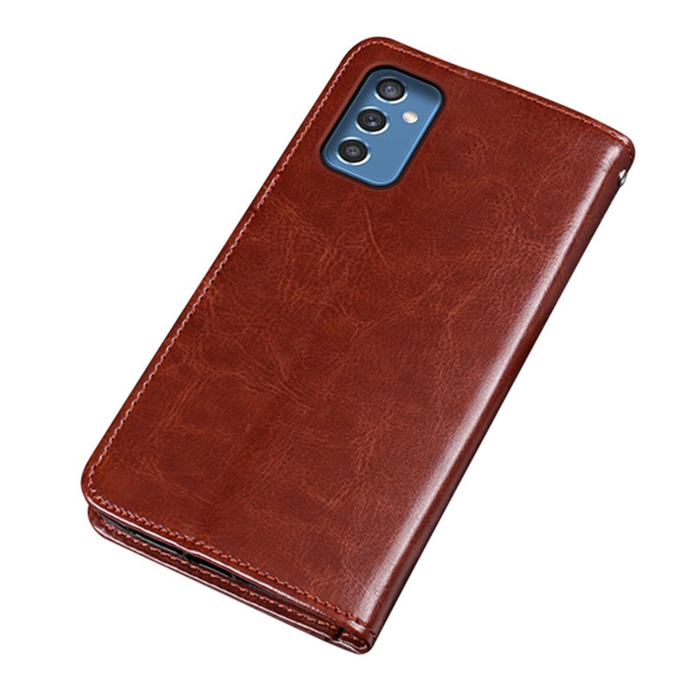 IDEWEI For Samsung Galaxy M52 5G Mobile Phone Bag Case PU Leather + TPU Case All-round Protection Stand Wallet Phone Cover - Brown-3