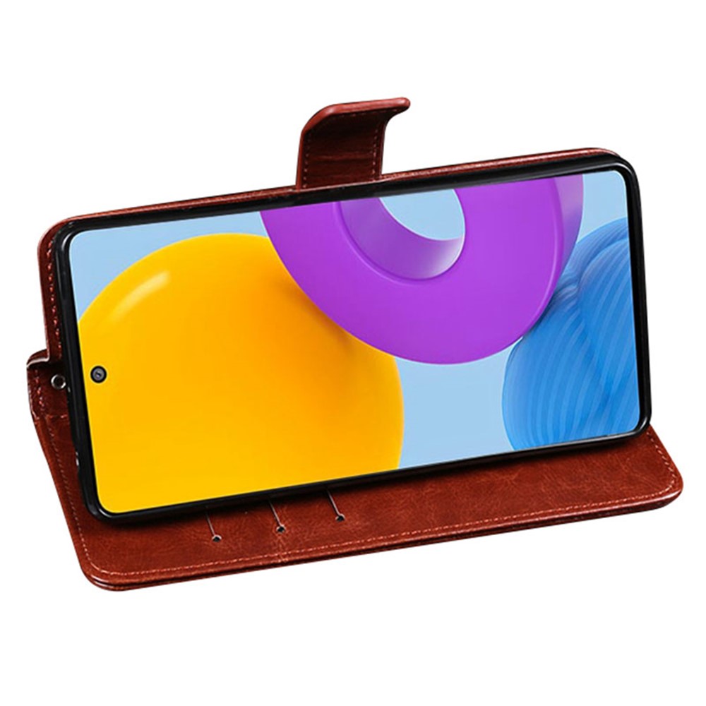 IDEWEI For Samsung Galaxy M52 5G Mobile Phone Bag Case PU Leather + TPU Case All-round Protection Stand Wallet Phone Cover - Brown-5