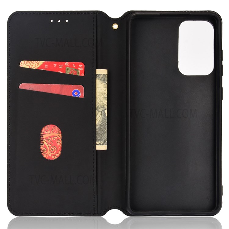 Imprinting 3D Rhombus Pattern Phone Case PU Leather Cover + Inner TPU Protective Case with Stand Wallet for Samsung Galaxy A72 5G/A72 4G - Black-6