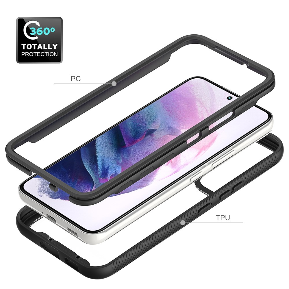 TPU Anti-drop + PC + Cubierta Telefónica de Caja Híbrida Acrílica Para Samsung Galaxy S22 5G - Negro