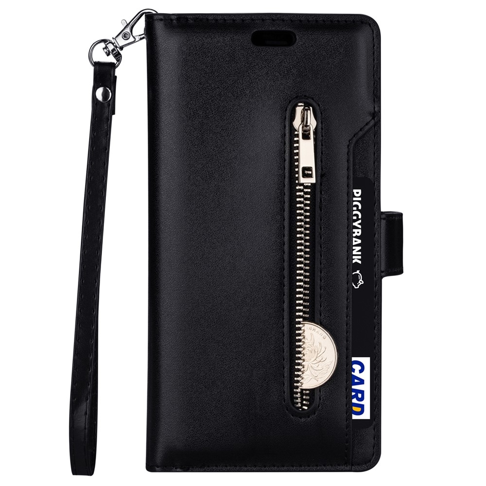 Wrist Strap Multifunction Leather Protective Case Wallet Stand Design Phone Cover with Zipper Pocket for Samsung Galaxy A53 5G - Black-2