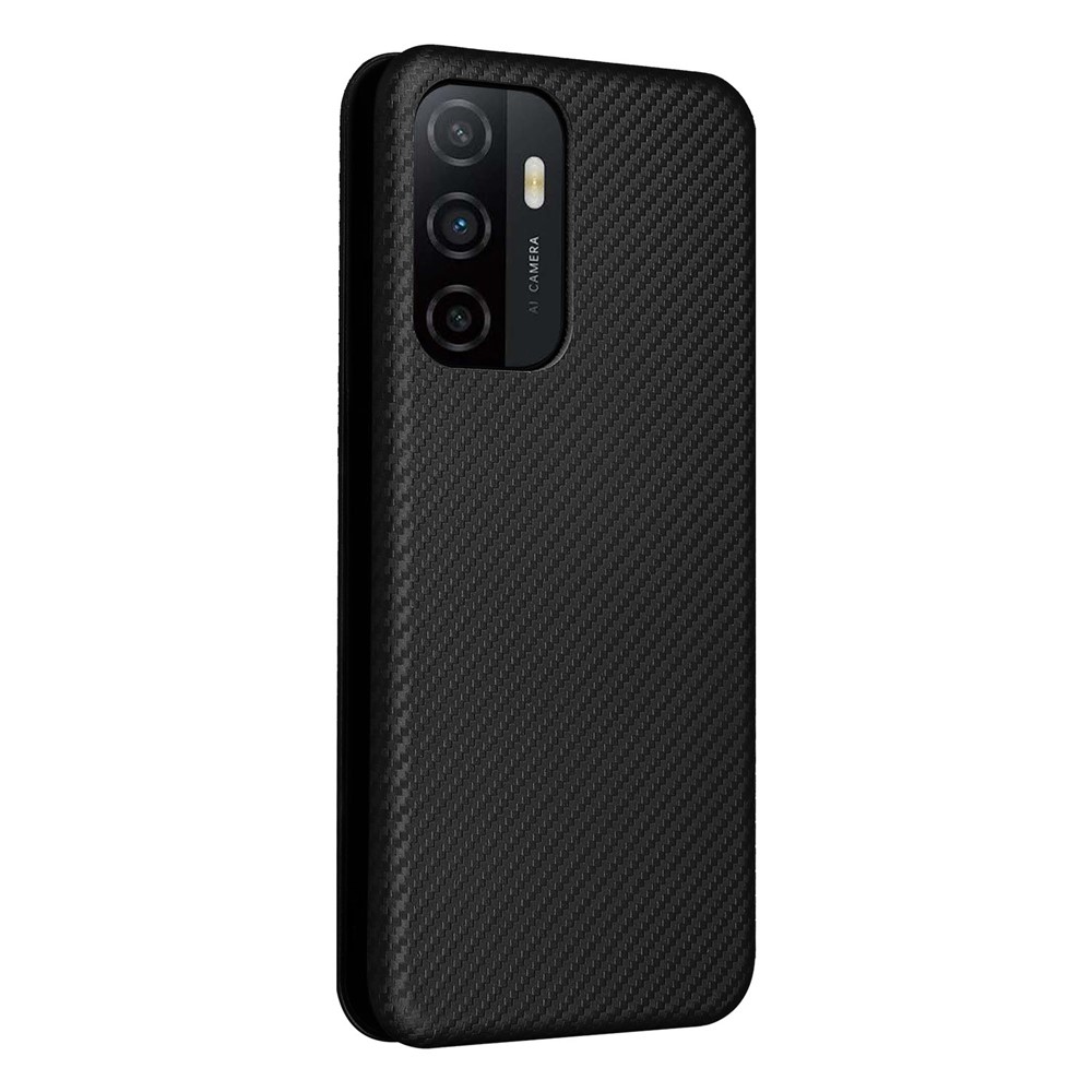 Magnetic Auto-absorbed Carbon Fiber Texture Leather Stand Phone Protective Cover Case with Card Slot for Samsung Galaxy A33 5G - Black-3