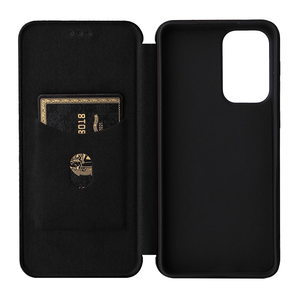 Magnetic Auto-absorbed Carbon Fiber Texture Leather Stand Phone Protective Cover Case with Card Slot for Samsung Galaxy A33 5G - Black-8