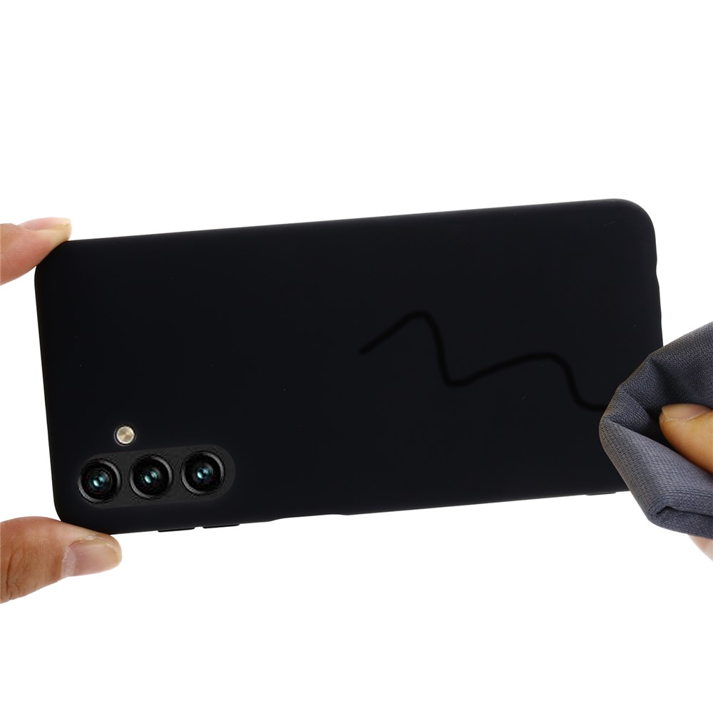 Soft Liquid Silicone Anti-drop Phone Case Cover with Wrist Strap for Samsung Galaxy A13 5G - Black-4