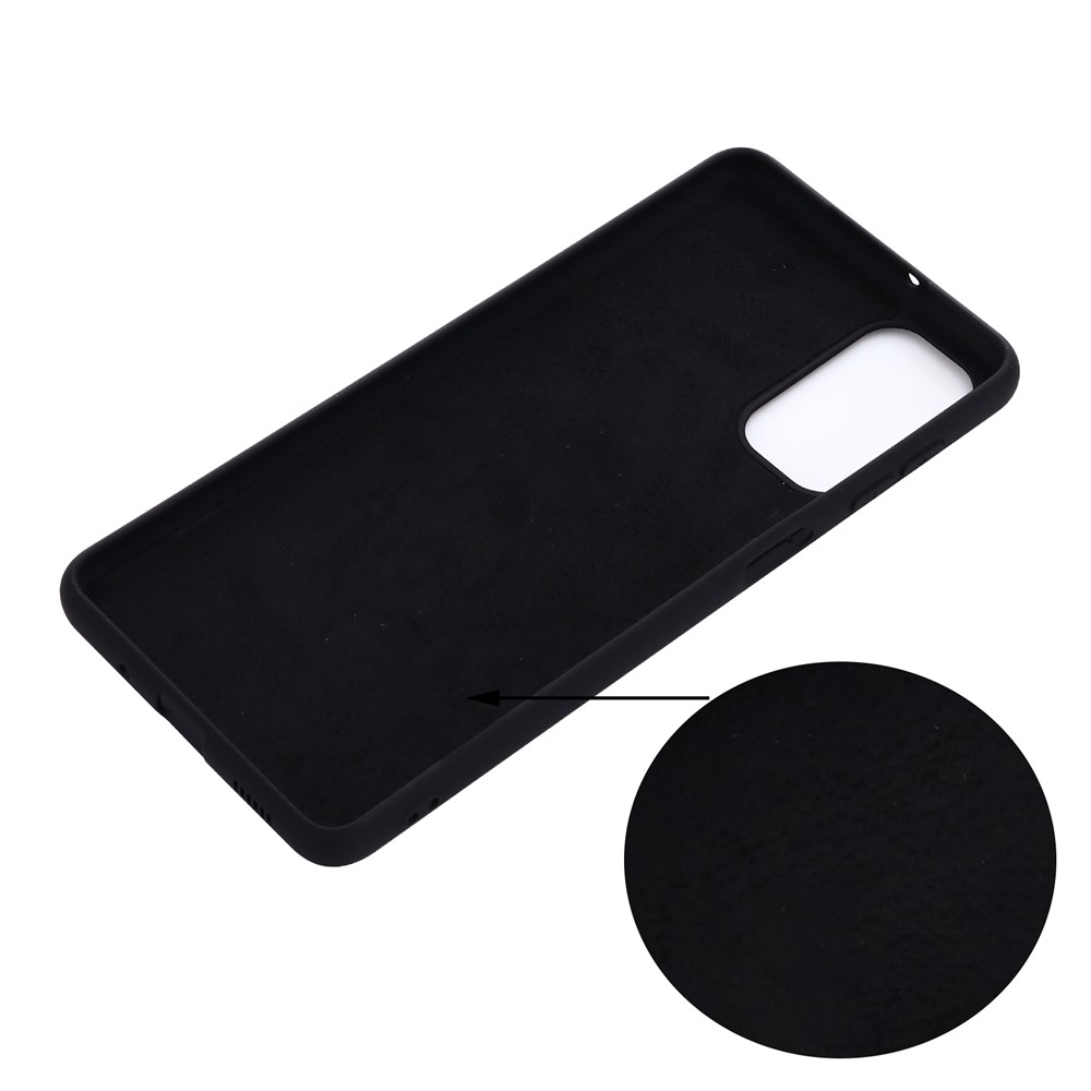Soft Liquid Silicone Anti-drop Phone Protective Back Case Cover with Wrist Strap for Samsung Galaxy M52 5G - Black-5