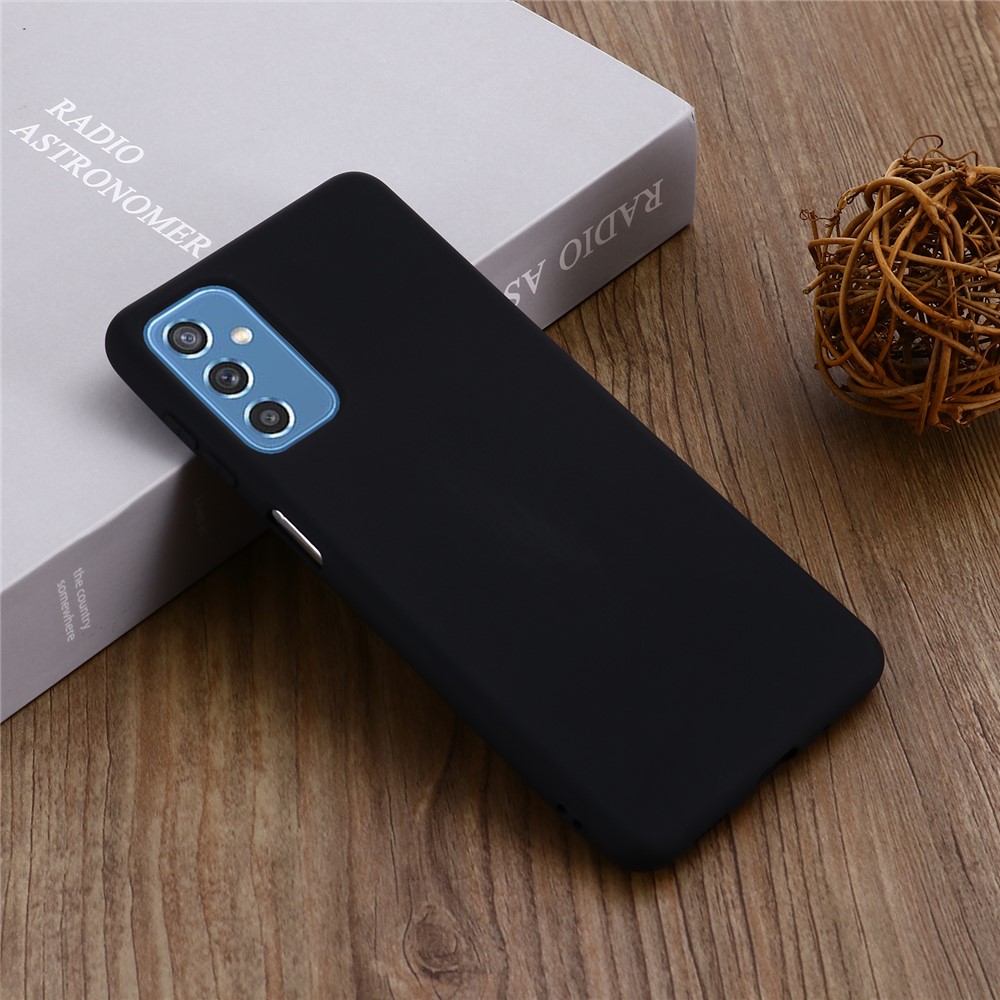 Soft Liquid Silicone Anti-drop Phone Protective Back Case Cover with Wrist Strap for Samsung Galaxy M52 5G - Black-6