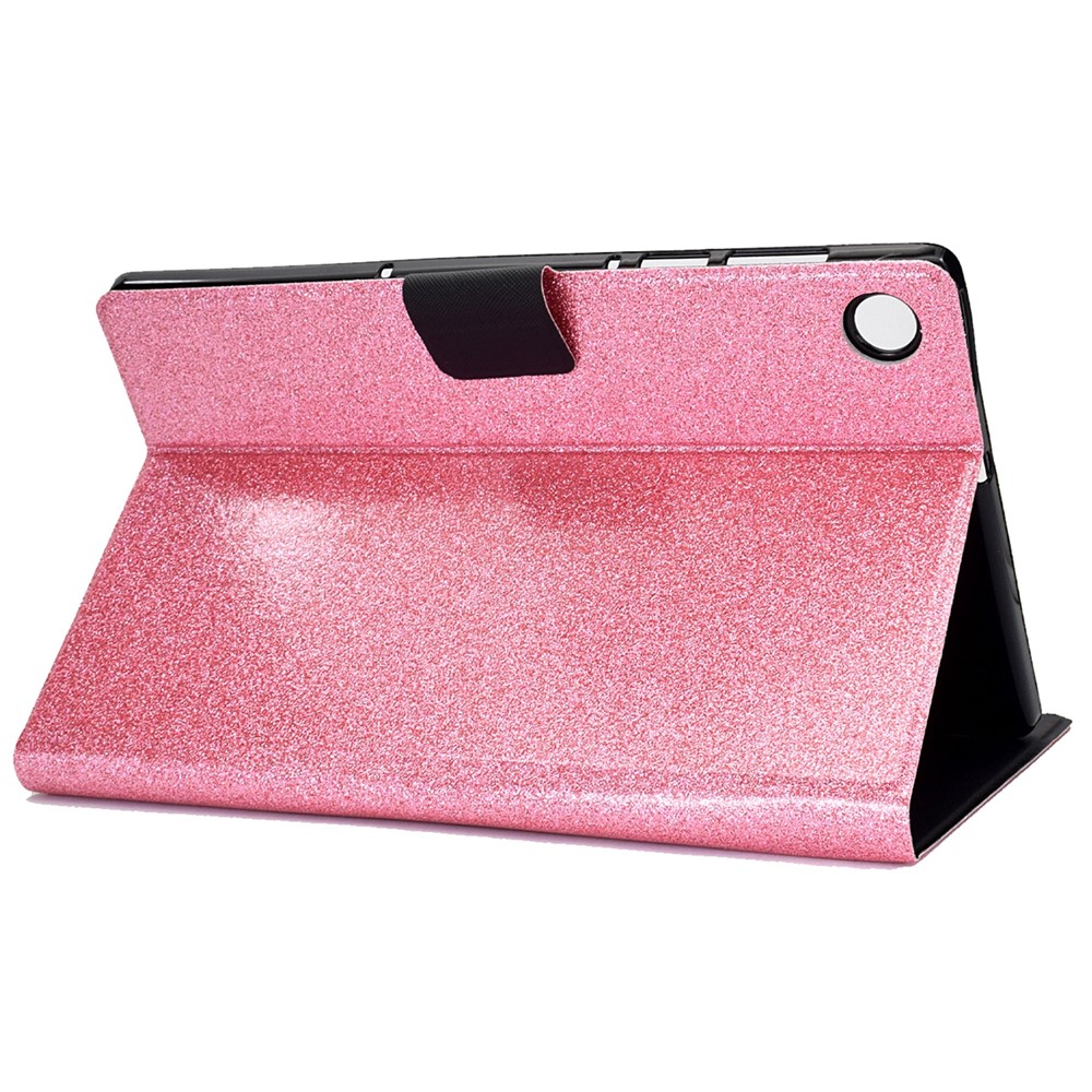 PU Leather Glitter Sparkly Folio Folding Stand Cover with Card Slots for Samsung Galaxy Tab A8 (2021) SM-X200 / SM-X205 - Pink-5