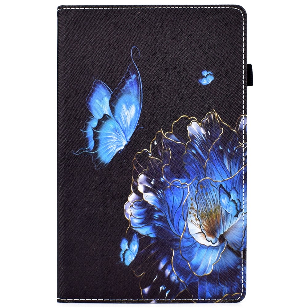 Pattern Printing Card Slots PU Leather Stand Folio Protective Cover with Elastic Band and Pencil Holder for Samsung Galaxy Tab A8 (2021) SM-X200 / SM-X205 - Butterfly and Flower-2