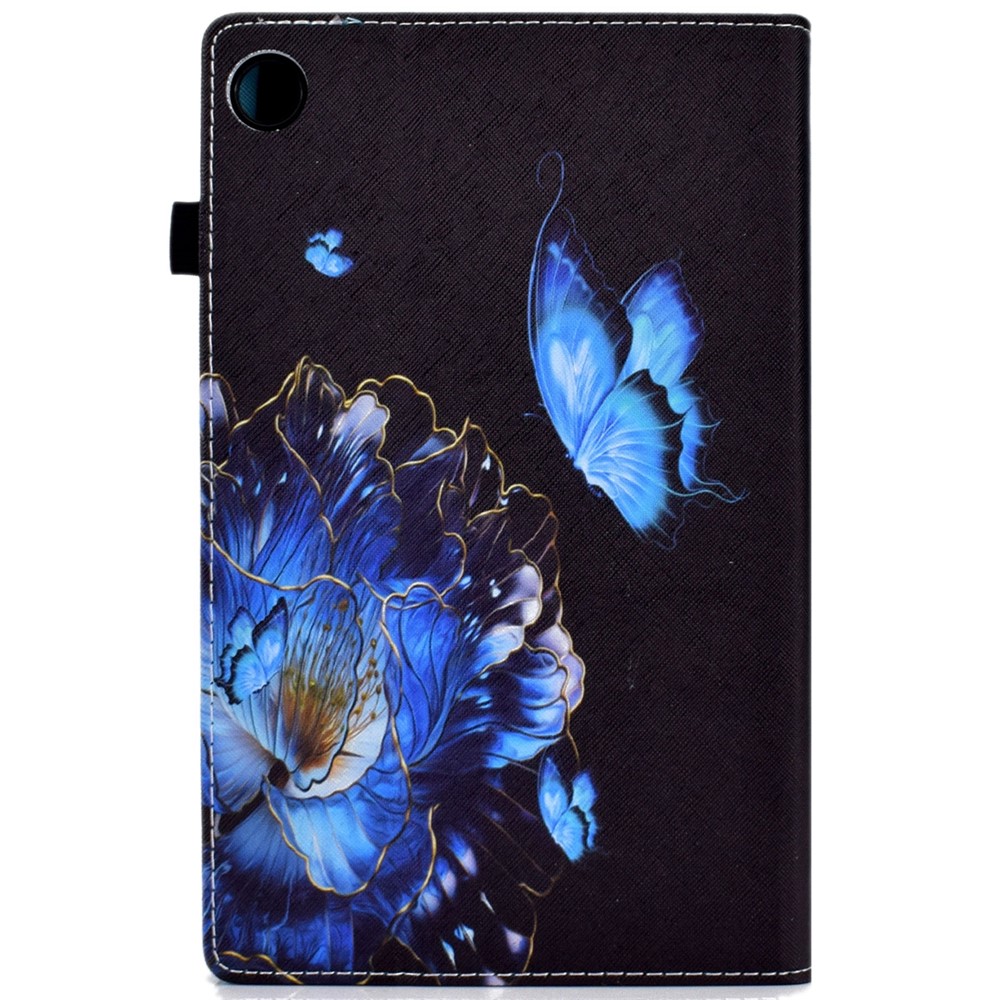 Pattern Printing Card Slots PU Leather Stand Folio Protective Cover with Elastic Band and Pencil Holder for Samsung Galaxy Tab A8 (2021) SM-X200 / SM-X205 - Butterfly and Flower-3