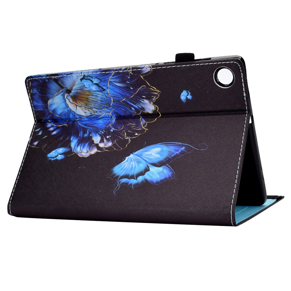 Pattern Printing Card Slots PU Leather Stand Folio Protective Cover with Elastic Band and Pencil Holder for Samsung Galaxy Tab A8 (2021) SM-X200 / SM-X205 - Butterfly and Flower-4