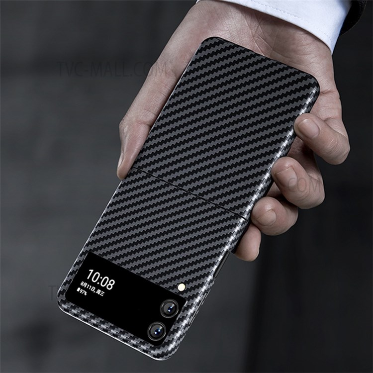 BENKS Aramid Fiber Phone Case Carbon Fiber Texture Anti-drop Protective Cove for Samsung Galaxy Z Flip3 5G-5