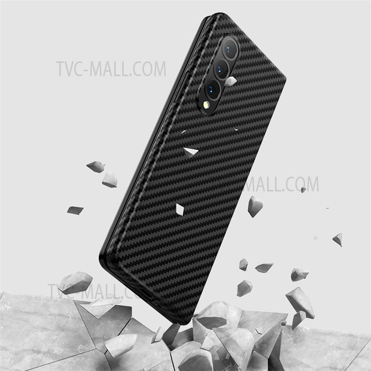 BENKS Carbon Fiber Texture Aramid Fiber Phone Case Shell + Corning Glass Screen Protector + Camera Lens Film for Samsung Galaxy Z Fold3 5G-4