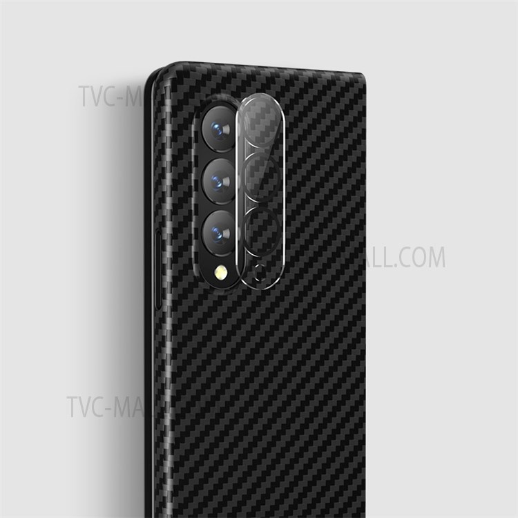 BENKS Carbon Fiber Texture Aramid Fiber Phone Case Shell + Corning Glass Screen Protector + Camera Lens Film for Samsung Galaxy Z Fold3 5G-5
