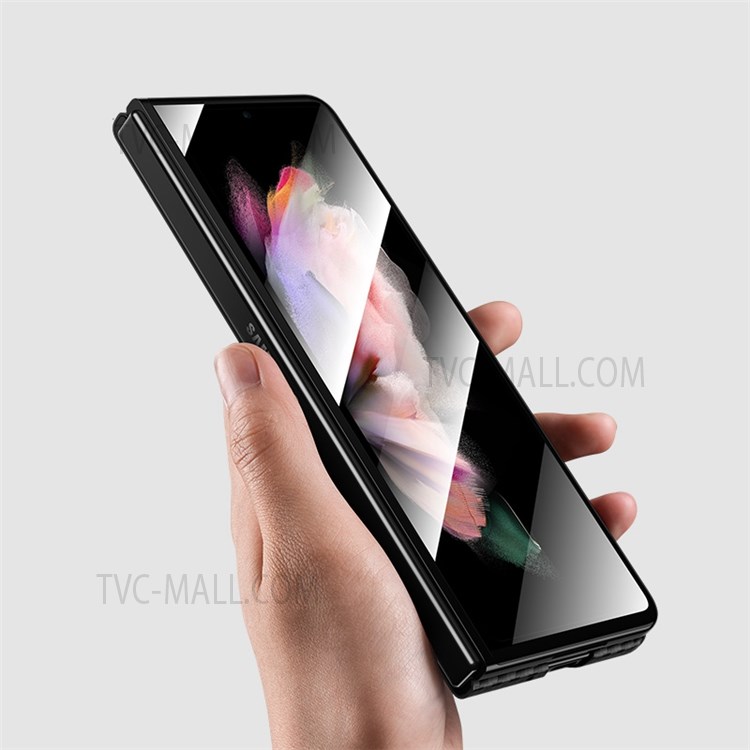 BENKS Carbon Fiber Texture Aramid Fiber Phone Case Shell + Corning Glass Screen Protector + Camera Lens Film for Samsung Galaxy Z Fold3 5G-7