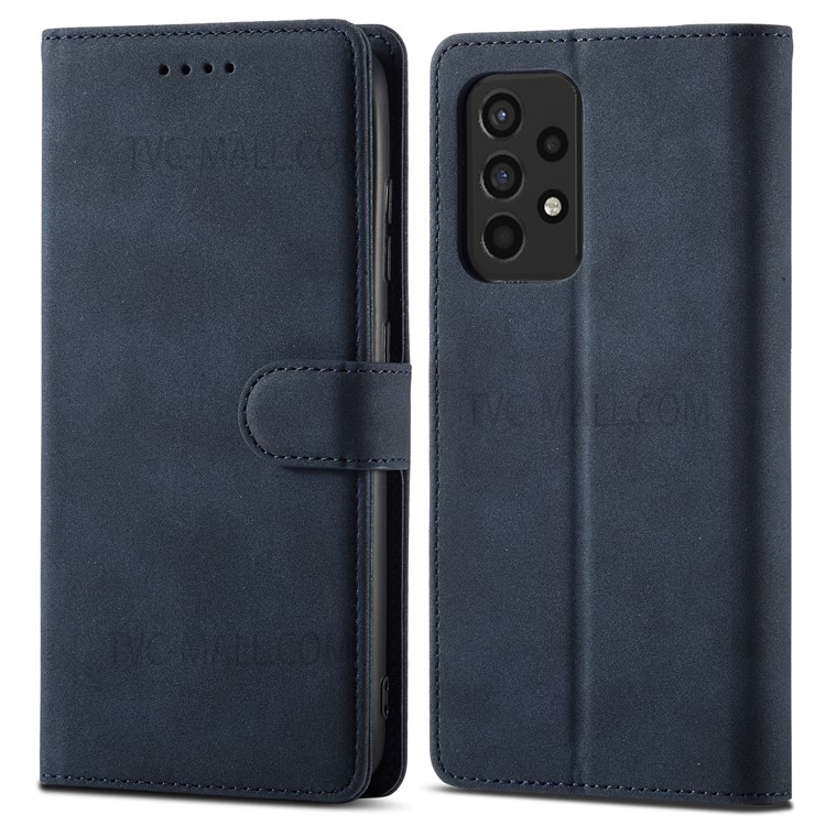 Matte PU Leather RFID Blocking Magnetic Closure Shockproof Wallet Phone Case with Stand for Samsung Galaxy A52 4G/5G/A52s 5G - Blue-1