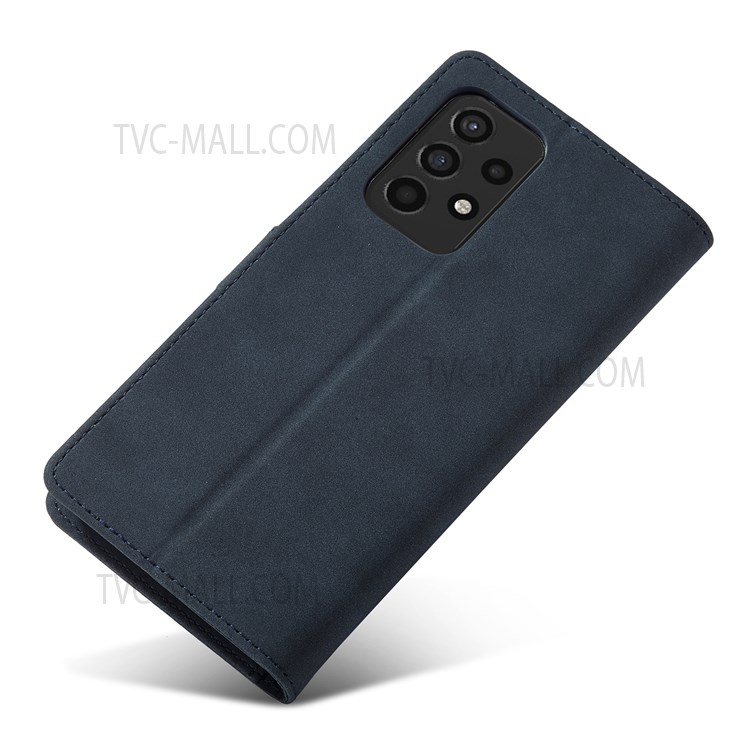 Matte PU Leather RFID Blocking Magnetic Closure Shockproof Wallet Phone Case with Stand for Samsung Galaxy A52 4G/5G/A52s 5G - Blue-6