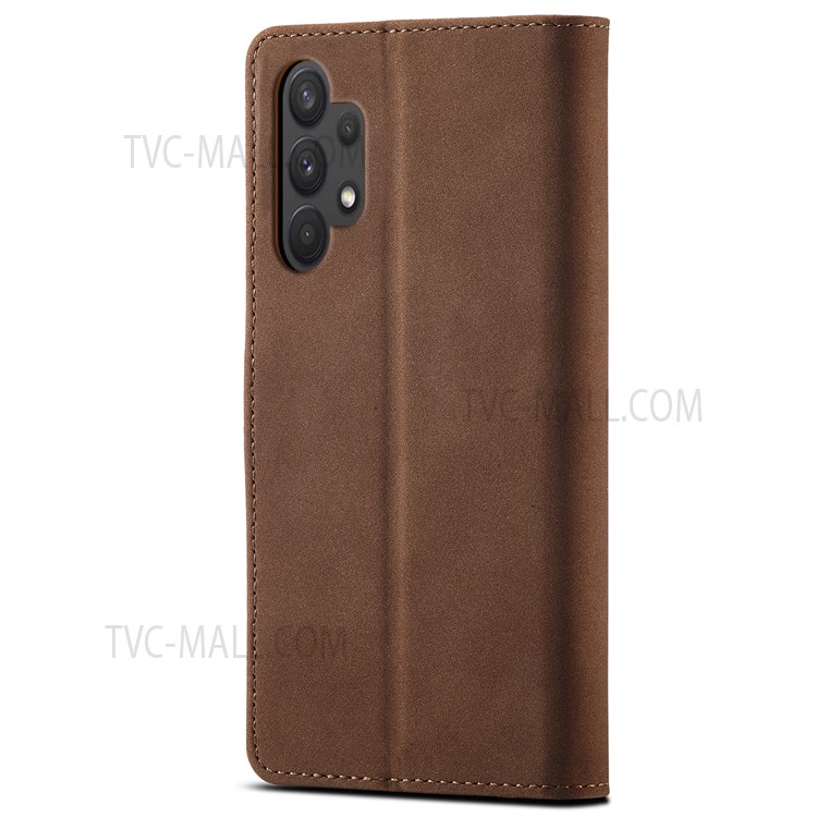 For Samsung Galaxy A32 5G Matte PU Leather RFID Blocking Drop-proof Flip Wallet Phone Case with Stand - Dark Brown-3