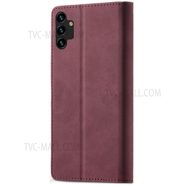 Matte PU Leather Wallet Stand Full Protection Phone Case with RFID Blocking for Samsung Galaxy A13 5G - Wine Red-2
