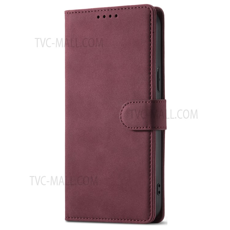 Matte PU Leather Wallet Stand Full Protection Phone Case with RFID Blocking for Samsung Galaxy A13 5G - Wine Red-3