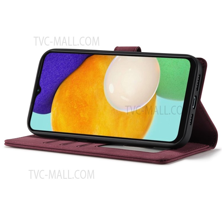 Matte PU Leather Wallet Stand Full Protection Phone Case with RFID Blocking for Samsung Galaxy A13 5G - Wine Red-5