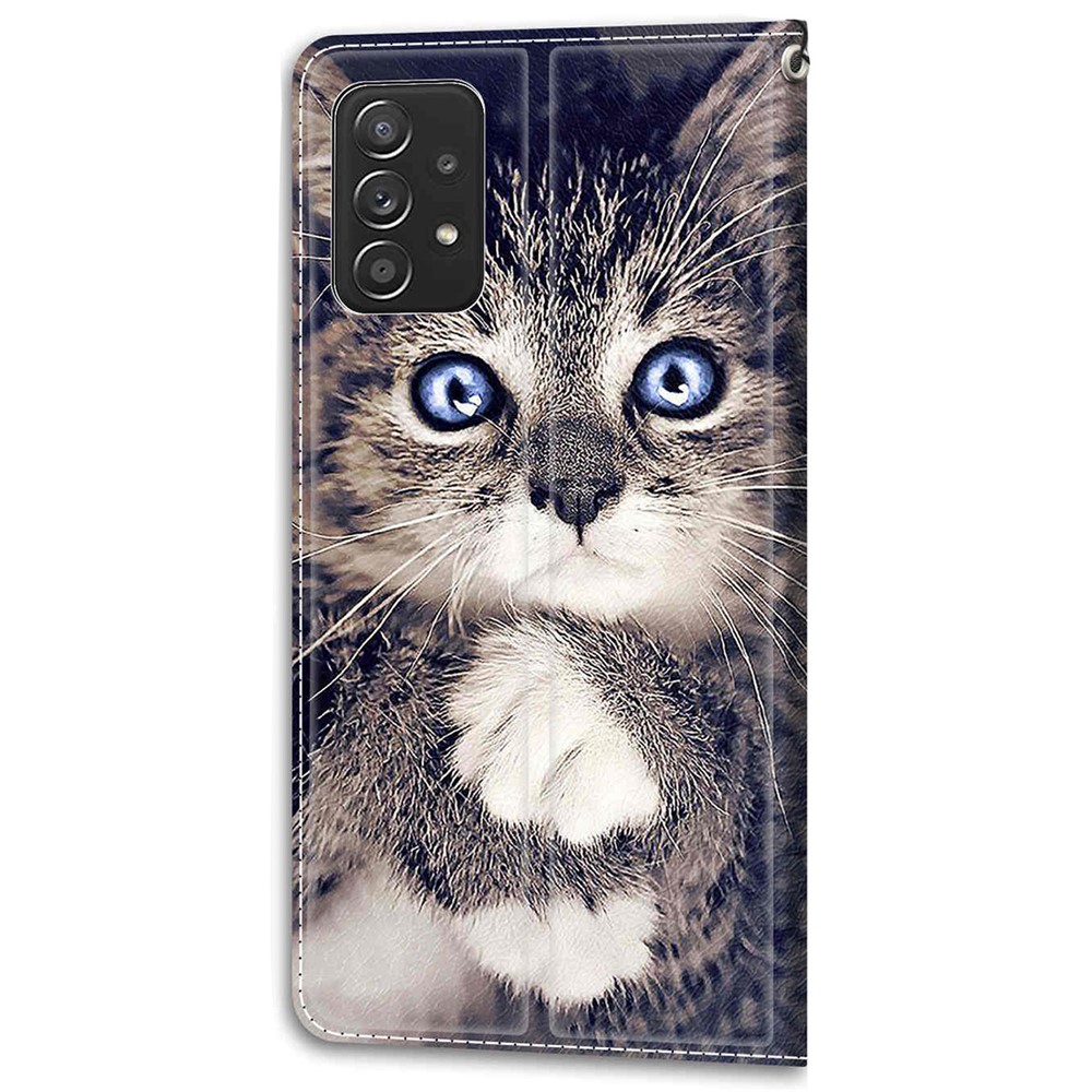 Pattern Printing Leather Flip Case Card Holder Magnet Folio Stand Shockproof TPU Inner Cover with Strap for Samsung Galaxy A53 5G - Cat-3