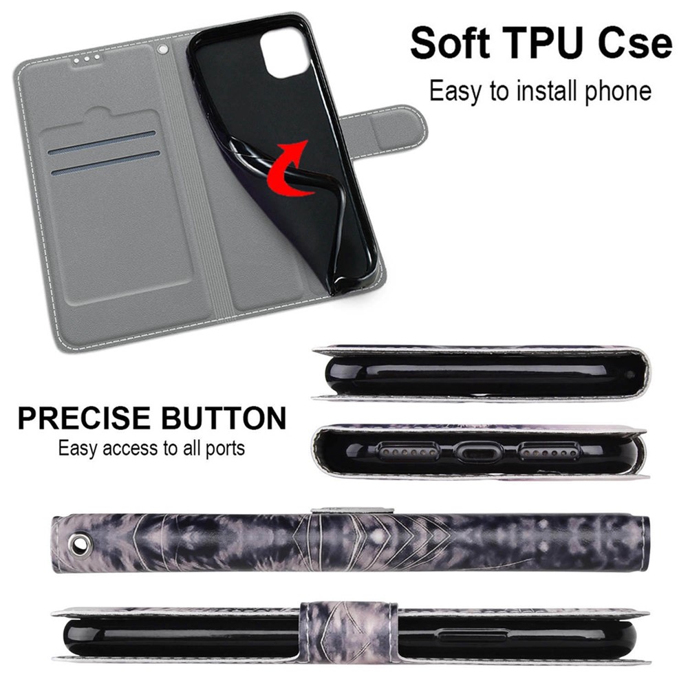 Pattern Printing Leather Flip Case Card Holder Magnet Folio Stand Shockproof TPU Inner Cover with Strap for Samsung Galaxy A53 5G - Cat-7